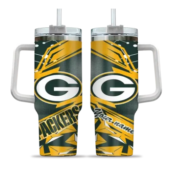personalized green bay packers abstract paths green curved tumbler best selling.webp