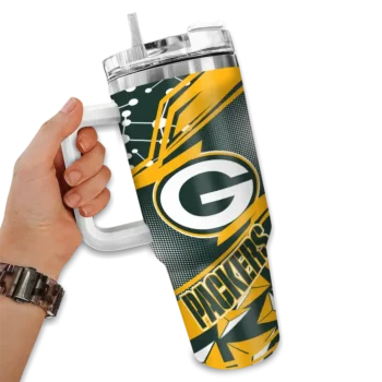 personalized green bay packers abstract paths green curved tumbler fashion forward.webp