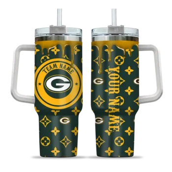 personalized green bay packers bullseye drips green curved tumbler best selling.webp
