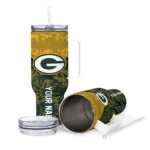 personalized green bay packers chevron stripe green curved tumbler best selling.webp