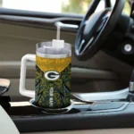 personalized green bay packers chevron stripe green curved tumbler best selling.webp