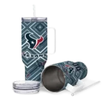 personalized houston texans bold diamonds blue curved tumbler best selling.webp