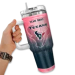 personalized houston texans gradient dots blue curved tumbler best selling.webp