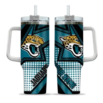 personalized jacksonville jaguars arrow burst teal curved tumbler best selling.webp
