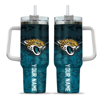 personalized jacksonville jaguars chevron stripe teal curved tumbler best selling.webp