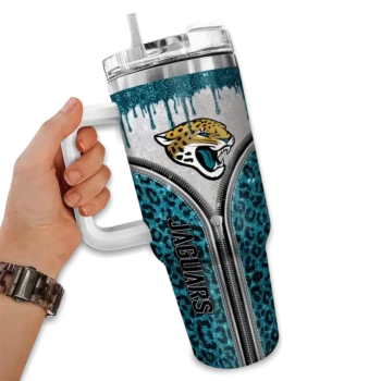 personalized jacksonville jaguars leopard zipper teal curved tumbler fashion forward.webp
