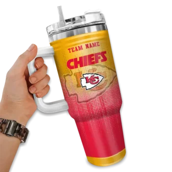personalized kansas city chiefs gradient dots red curved tumbler fashion forward.webp