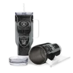 personalized las vegas raiders hexagon armor black curved tumbler best selling.webp