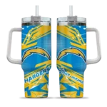 personalized los angeles chargers abstract paths blue curved tumbler best selling.webp