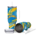 personalized los angeles chargers abstract paths blue curved tumbler best selling.webp