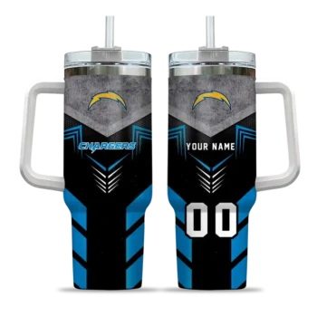 personalized los angeles chargers arrow armor blue black curved tumbler best selling.webp