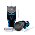 personalized los angeles chargers arrow armor blue black curved tumbler best selling.webp