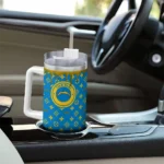 personalized los angeles chargers bullseye drips blue curved tumbler best selling.webp
