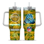 personalized los angeles chargers marbled stripes blue curved tumbler best selling.webp