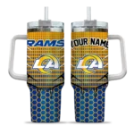 personalized los angeles rams hex texture blue curved tumbler best selling.webp