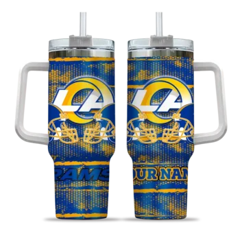 personalized los angeles rams honey streaks blue curved tumbler best selling.webp