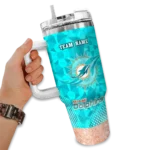 personalized miami dolphins geometric prism aqua curved tumbler best selling.webp