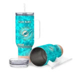 personalized miami dolphins geometric prism aqua curved tumbler best selling.webp