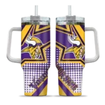 personalized minnesota vikings arrow burst purple curved tumbler best selling.webp