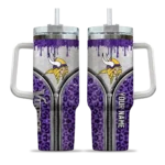 personalized minnesota vikings leopard zipper purple curved tumbler best selling.webp