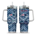 personalized new england patriots bold diamonds blue curved tumbler best selling.webp