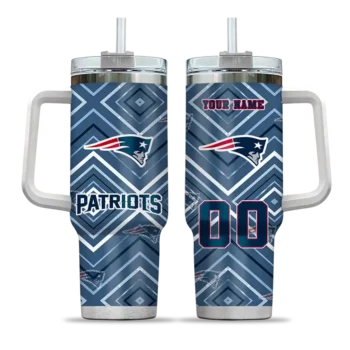 personalized new england patriots bold diamonds blue curved tumbler best selling.webp