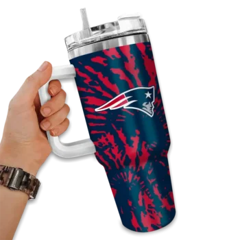 personalized new england patriots burst swirl blue curved tumbler fashion forward.webp
