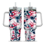 personalized new england patriots camo mashup blue white curved tumbler best selling.webp