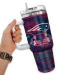 personalized new england patriots honey streaks blue curved tumbler best selling.webp