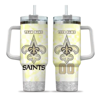 personalized new orleans saints geometric prism gold curved tumbler best selling.webp