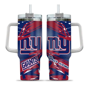 personalized new york giants abstract paths blue curved tumbler best selling.webp