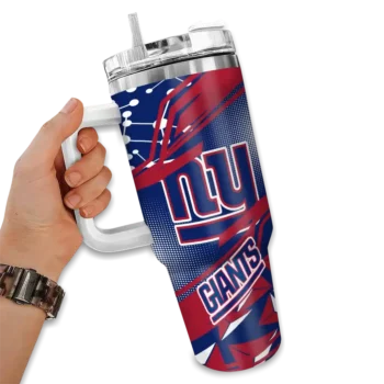 personalized new york giants abstract paths blue curved tumbler fashion forward.webp