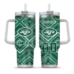 personalized new york jets bold diamonds green curved tumbler best selling.webp