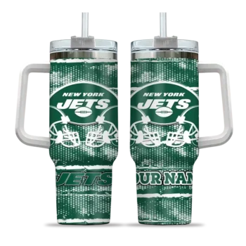 personalized new york jets honey streaks green curved tumbler best selling.webp