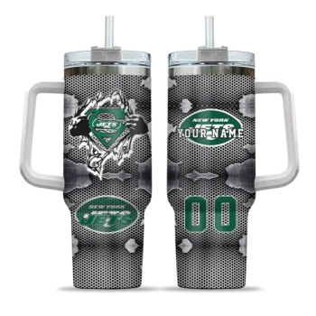personalized new york jets superman shield green gray curved tumbler best selling.webp