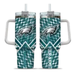 personalized philadelphia eagles chevron angle green curved tumbler best selling.webp