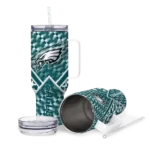 personalized philadelphia eagles chevron angle green curved tumbler best selling.webp