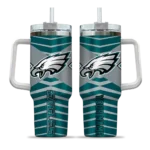 personalized philadelphia eagles chevron layers green curved tumbler best selling.webp