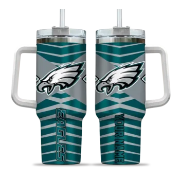 personalized philadelphia eagles chevron layers green curved tumbler best selling.webp