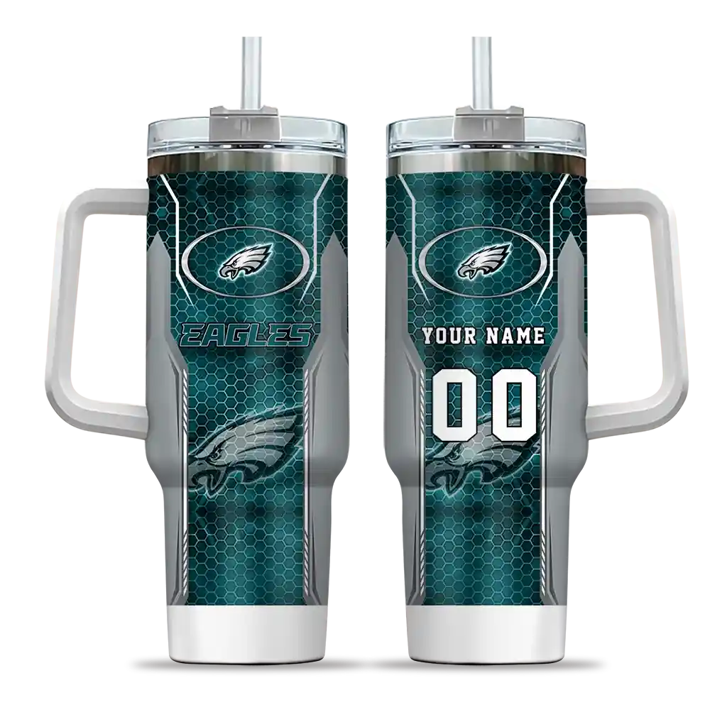 personalized philadelphia eagles hexagon armor green curved tumbler best selling.webp personalized philadelphia eagles hexagon armor green curved tumbler best selling.webp