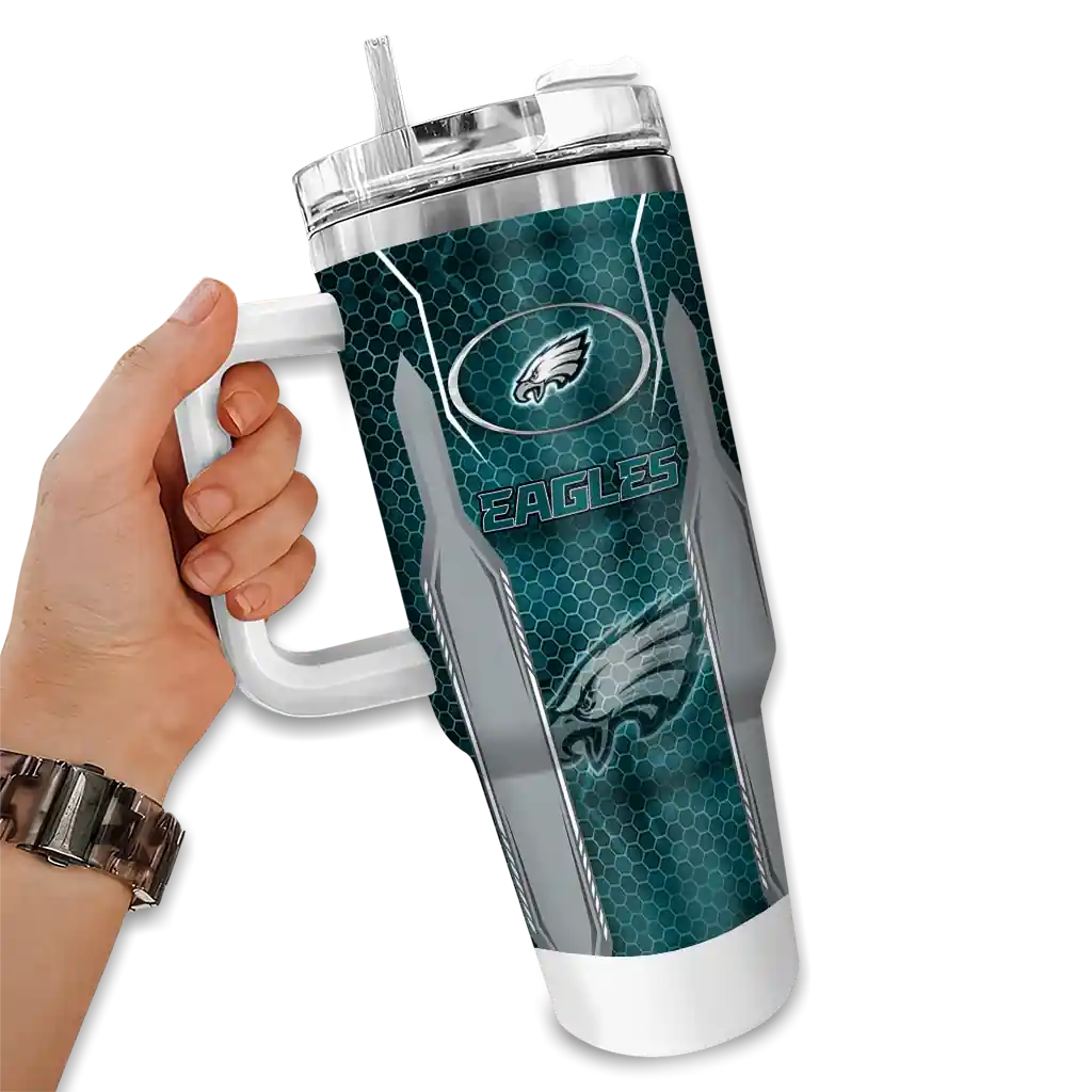 personalized philadelphia eagles hexagon armor green curved tumbler fashion forward.webp personalized philadelphia eagles hexagon armor green curved tumbler fashion forward.webp