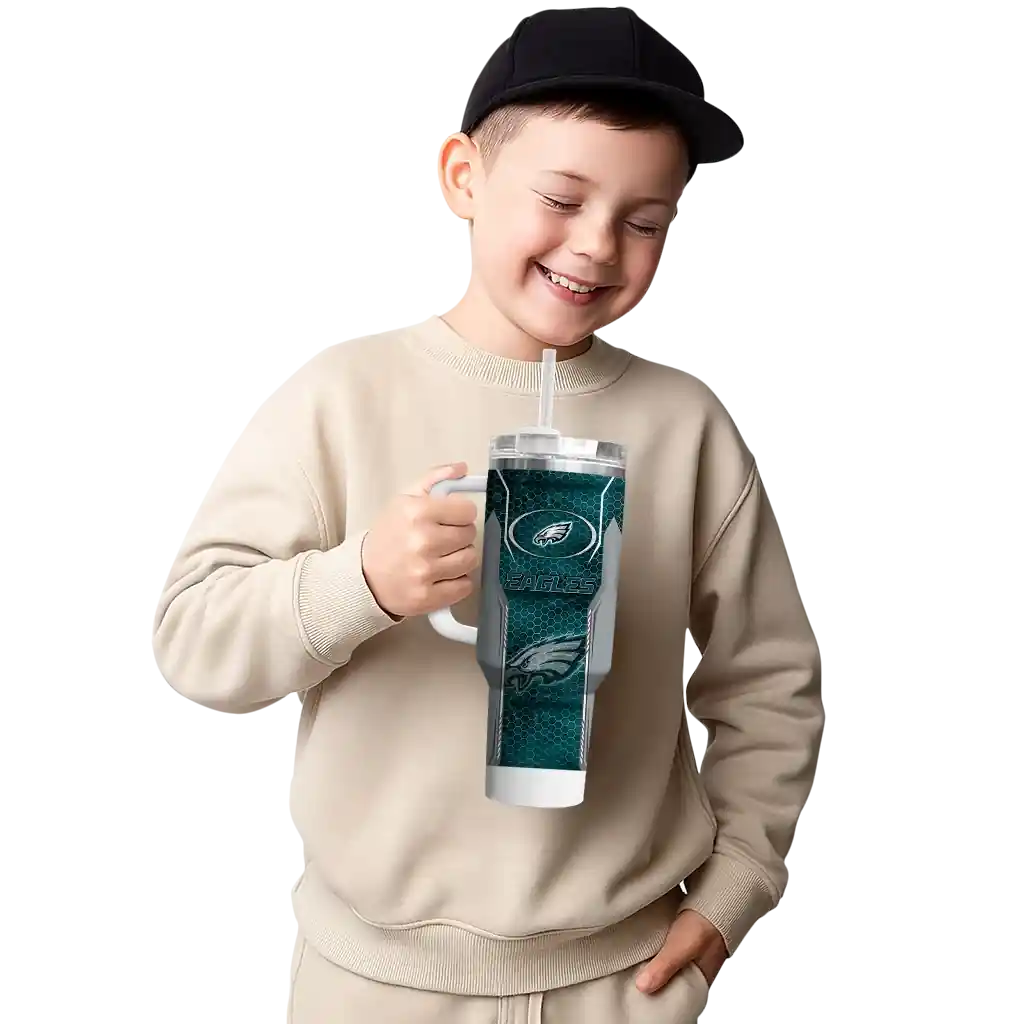 personalized philadelphia eagles hexagon armor green curved tumbler latest model.webp personalized philadelphia eagles hexagon armor green curved tumbler latest model.webp