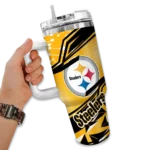 personalized pittsburgh steelers abstract paths gold curved tumbler best selling.webp