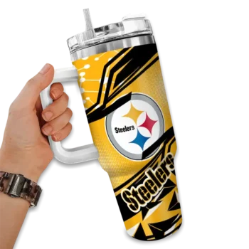 personalized pittsburgh steelers abstract paths gold curved tumbler fashion forward.webp