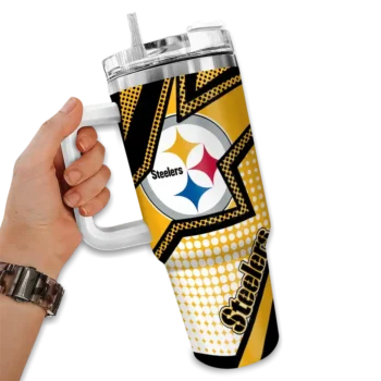 personalized pittsburgh steelers arrow burst gold curved tumbler fashion forward.webp