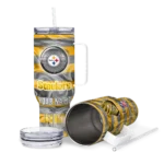 personalized pittsburgh steelers marbled stripes gold curved tumbler best selling.webp