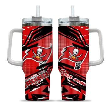 personalized tampa bay buccaneers abstract paths red curved tumbler best selling.webp